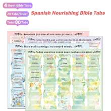 80pcs Spanish Bible Tabs-Soul Nourishing Book Summaries-Peel-And-Stick Laminated Bible Tabs Large Print,Bible Book Name+Bible Inspirational Book Summary Phrase,Books Of The Bible Tabs For Study Bible. School Supplies,Back To School
