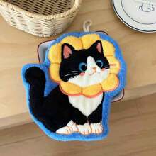[Free Shipping] 1 Cat Hand Towel, Wall Hangable, Thick, Cat Shaped, Super Absorbent, Cute, Coral Fleece, For Kitchen And Bathroom, Pet Hand Towel, Highly Absorbent, Quick-Drying Cat Towel, Suitable For Kitchen And Bathroom