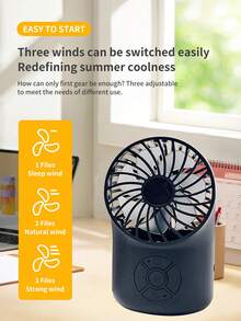 新款带风扇蓝牙音箱二合一桌面无线蓝牙 5.1 音箱户外便携式手持音箱风扇 3 档可调风速内置麦克风 1200 毫安时电池，电池寿命长特别创意音乐风扇节日礼物生日礼物