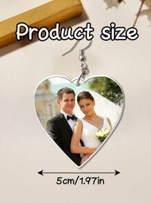1pc Personalized / Customized Earring , Personalise Your Earring With Your Memories , Paste Your Photos In Earring , Custom Earrings