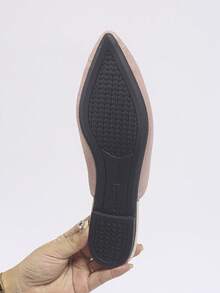 超大码美国尺码 5-11 女式尖头淡粉色一脚蹬平底穆勒鞋，新款秋季户外日常乐福鞋，PU 皮革软底休闲平底一脚蹬百搭正装鞋