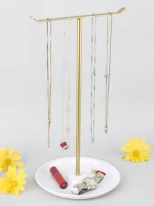 1pc Creative T-Shaped Necklace Display Stand, Earring & Bracelet Organizer, Bedroom Bathroom Office Desk Jewelry Holder, Christmas Gift