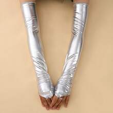 一对 19.29 英寸金属防紫外线臂套 - 夏季女士透气冰丝防晒袖套，适合骑行、跑步、户外活动、时尚且实用 - 彩色 - 查看 10