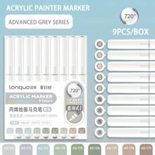 Languo 9 Colors Set Acrylic Marker Pens, Soft Tip Large Capacity Ink, Evenly Colored, Odorless, Opaque, Suitable For Stone, Glass, Ceramic, Easter Eggs, Metal, Wood And More - Perfect For Art, Craft And DIY Projects Back To School