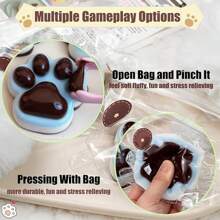 1/2/5/24Pcs Taba Squish Cat Paw Squeeze Toys, Cute Cat Paw Squish Toys For Stress Relief, Soft Squeeze Fidget Toys, Blue Brown Sensory Fidget Decompression Toy For Kids Adults