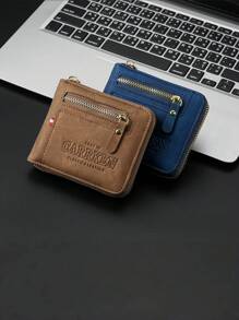 Carteira compacta masculina com zíper,, com bolso com zíper, compartimentos multifuncionais para cartões e porta-identidade, moderna e prática para o uso diário, presente de Natal/Carnaval, acessório moderno para jovens