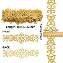 1M/Rolle Metall-Spitzenband Basteln DIY Nähen Kostüme Stickerei Goldene Spitzenborte zum Aufbügeln Blume für Brautkleider Wohndekoration