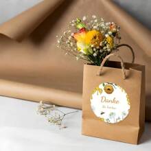 Custom Thank You Stickers - Round Beehive & Honey Drips Design With White Daisies, Flying Bee & "Danke" German Text - Premium Paper Stickers For Gift Wrapping, Gratitude Gifts, Birthdays, Weddings, Custom Stickers, Birthday Gifts, Floral Illustration, High Quality Print, Decorative Labels, Wedding Planners School Supplies, Back To School