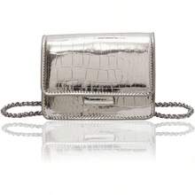 Small Crossbody Purse Bag Women,Cute Metallic-Embossed Handbag With Chain Strap - Silver - View 1