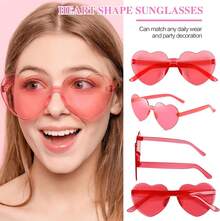14 Pack Heart  For Women, Fun Cute Rimless Transparent Candy Color Heart Glasses Party Favors - 粉紅色+熱粉紅色 - 查看 10