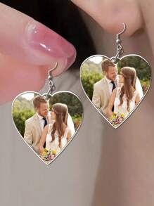 1pc Personalized / Customized Earring , Personalise Your Earring With Your Memories , Paste Your Photos In Earring , Custom Earrings