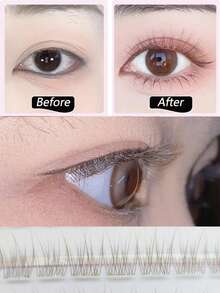 120 Stücke Klebstofffreie mühelose Meerjungfrau Schwanz Wimpern, braun und natürliche Fragment Mega-feine Einzelwimpern, perfekt für natürliches Make-up im Alltag, geeignet für Anfänger