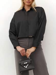 Damen Bluse, Langarm Bluse, kurze einfarbige Knopf-Vorder Strickjacke, geeignet für Frühling und Herbst, festliche Anlässe, Alltagstragen, Mittlerer Osten Stil, Neues Design, College Stil Strickjacke, Businesskleidung, Büromode, Damen Business Anzug, Elegant