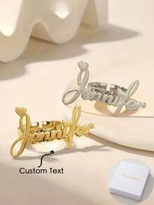 Stainless Steel Custom Personalized Name Opening Ring. Elegant And Stylish Boho Jewelry. Birthday/Wedding Anniversary Gift. Unisex, Daily And Party, Perfect For Daily Or Special Occasions, Hip Hop Style