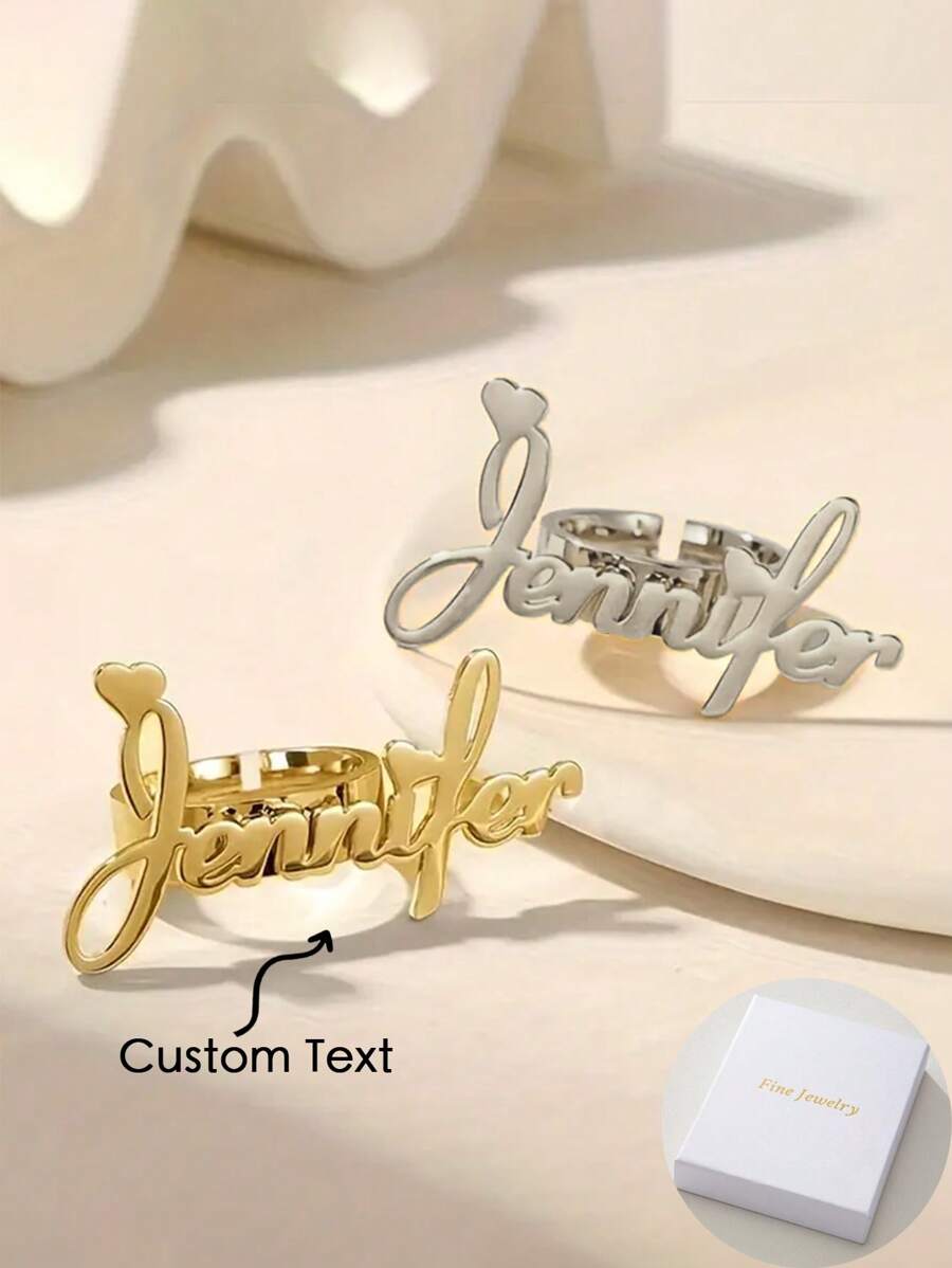 Stainless Steel Custom Personalized Name Opening Ring. Elegant And Stylish Boho Jewelry. Birthday/Wedding Anniversary Gift. Unisex, Daily And Party, Perfect For Daily Or Special Occasions, Hip Hop Style