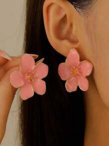 1 paire de boucles d'oreilles pendantes en résine florale élégante pour femmes, mode européenne et américaine personnalisée, émail coloré, convient pour un port quotidien, cadeau de mariage