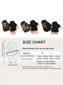 1 Par de Guantes de Medio Dedo para Niños de Verano - Resistentes al desgaste, Antideslizantes, Guantes para Deportes al Aire Libre, Apropiados para Patinaje, Correr, Senderismo - Negro, con Diseño Verde y de Camuflaje, Tejido de Punto, Cremallera, Equipo para Exteriores | Guantes de Camuflaje | Textura de Punto, Guantes para Niños