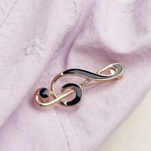 1 pieza Broche minimalista de moda con nota musical de aceite goteante negro, adecuado para uso diario y festivales de mujeres, pasador decorativo