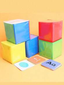 BELLKIDS 1 Stück DIY Einsatzkarte Würfel, 4 Farben, kann mit Karten für Kartenerkennungsspiele verwendet werden, Lernwürfel-Spielzeug, hexagonaler Würfel, geeignet für Klassenzimmer, Partys, Zuhause, Lehrmittel, Brettspiele, Würfelspiele, Set - Verschiedenfarbig - Übersicht 8