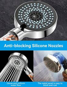 Shower Head With Filter, High-Pressure Dechlorination And Anti-Limescale, Three-Stage Shower Head, Rain Mode, Suitable For Bathroom And Bathtub, Hand Shower - Bạc - Xem 3