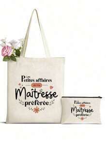 Chic "Maitresse Maitre On Vacation Do Not Disturb" Tote Bag - Stylish Beige Folding Shoulder Bag With Printing, Perfect Gift For Her, Ideal For Travel, Daily Commute & Beach Getaways, Travel Bag