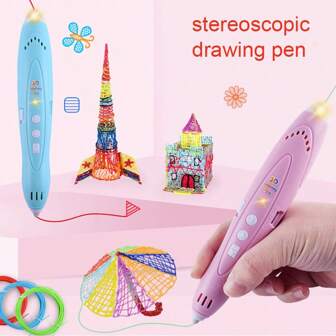 Kit de pluma de impresión 3D DIY, filamento PCL de baja temperatura, herramienta de pintura 3D hecha a mano, juguete educativo para estudiantes, niñas, niños, regalo de Navidad (tijeras, filamento y accesorios en colores aleatorios)