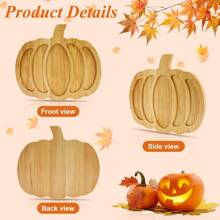 Wooden Pumpkin Serving Platter - Wooden Pumpkin Shaped Serving Platter For Halloween Kitchen, Modern Autumn Style Serving Tray/Dish For Cheese Board, Food Presentation, Suitable For Thanksgiving, Christmas Decor, Can Also Be Used As Turkey Shaped Platter Home Decor Halloween Decor Fall Decor Room Decor Autumn Decor