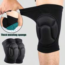 1 Pair - Thick Sponge EVA Knee Pads, Elastic Knitted Knee Brace, For Men& Women, Thick Breathable Sponge Knee Supports, Suitable For Dancing, Volleyball, Yoga, Household, Kneeling Activities, Black, Weight For 45-80kg