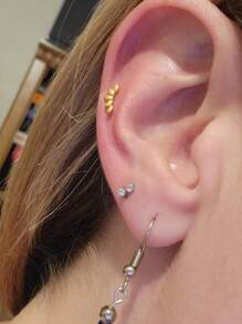 Brincos de calibre 16 com parte traseira plana, piercing de cartilagem, tragus, hélice, concha, joias hipoalergênicas de aço inoxidável