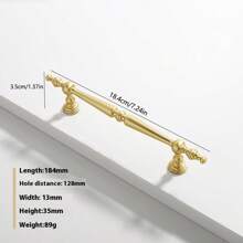1pc French Luxurious Small Cabinet Door Handle, Gold Color Drawer Pulls, Retro Wardrobe Cupboard Door Handles