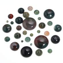 5-10pcs/Pack Natural Agate Gemstone Cabochons, Multi-Size Flat-Backed Unset Stones, Vintage Green Handmade DIY Gems Suitable For Necklaces, Rings, Bracelets & Jewelry Making