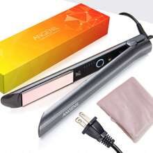 ANGENIL X Milania [US]ANGENIL Professional Titanium Flat Iron Hair Straightener And Curlers 2 In 1, Straightening Curling Hair Styling Irons For Women All Hair Types, Fast Heating, 1 Inch Dual Voltage Travel Flat Iron, 360° Swivel Cord