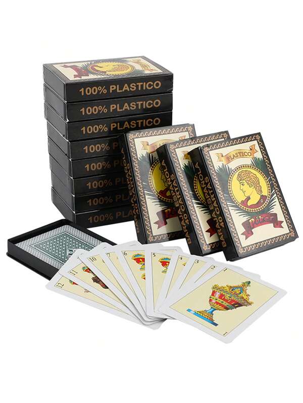 1 pieza Baraja de 40 cartas de plástico 100% españolas de 6.2"X9.5", cartas de póker de plástico resistentes al agua y lavables para reuniones familiares, entretenimiento, juegos, fiestas, con estilo mexicano, divertidas y creativas, para regalo de San Valentín, juego de Año Nuevo, juego de boda, regalo de Año Nuevo, juego de San Valentín