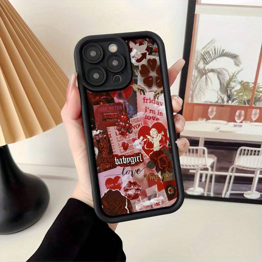 Red Cherry And Bow Pattern Phone Case For IPhone 15/15Plus/15Pro/15ProMax, IPhone 14/14Plus/14Pro/14ProMax, IPhone 13/13Pro/13ProMax, IPhone 12/12Pro/12ProMax, IPhone 11/11pro/11Pro Max/IPhone 7/8/IPhone X/Xs Dirt-Resistant, Anti-Fall, High-Looking - Black - View 1