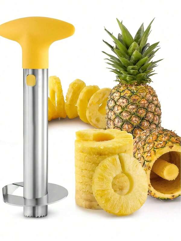 [How To Become A Pineapple Master] 1 Set Stainless Steel Pineapple Corer, Knife, Peeler, Core Separator, Thick Blade Peeler. Durable Kitchen Tool For Preparing Fresh Pineapple. Stainless Steel Pineapple Slicer (Random Color)