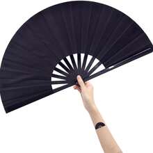 1 件双面黑色功夫扇，传统武术折扇，阴阳太极表演扇，排舞 Popping 扇，舞蹈爱好者礼物 - 适用于排舞、Popping Battle、中国文化展示、禅宗家居装饰、男女武术礼物