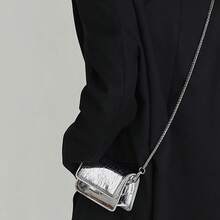 Small Crossbody Purse Bag Women,Cute Metallic-Embossed Handbag With Chain Strap - Silver - View 2