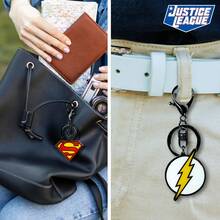 Justice League 1pc Cute Anime Keychain, Cool Hero Fashionable And Minimalist Batman Superman Wonder Woman Flash Logo Keyring, Perfect For Backpack Pendants, Car Key Accessories, And Small Gifts[Officially Licensed] - Multicolor - View 6