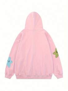 Y2K Womens Star Embroidered Hoodie - Sporty Zip-Up Sweatshirt With Oversized Comfort & Chic Patchwork - Cozy Streetwear Jacket For A Casual Fashion Look - 粉色 - 查看 1