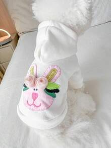1 件可爱兔子图案宠物服装，适合小型犬，舒适休闲运动衫，适合小狗和小猫