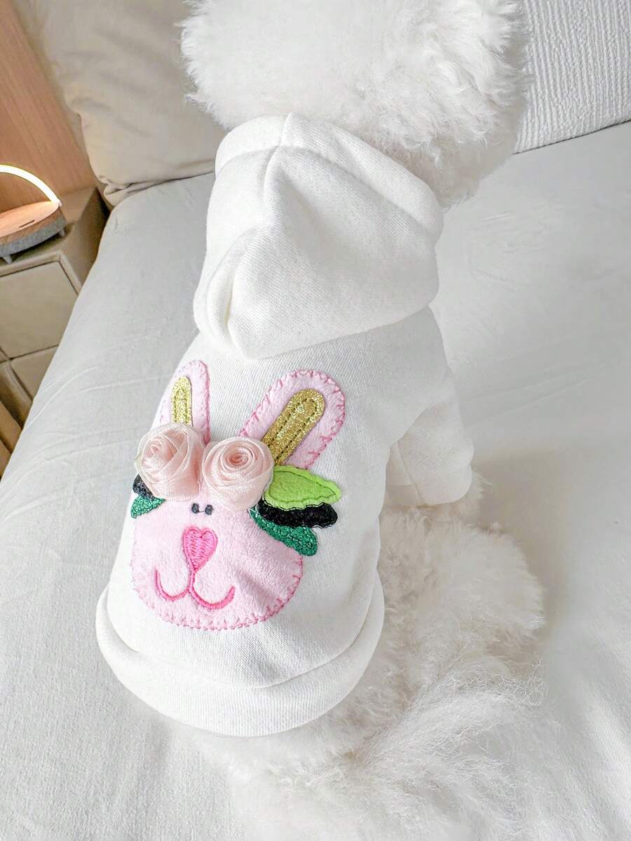 1 件可爱兔子图案宠物服装，适合小型犬，舒适休闲运动衫，适合小狗和小猫