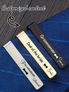 Customized 1pc Men's Tie Clip, Simple Style, Groomsman Proposal Gift Tie Clip, Suitable For Men, Special Occasions, Wedding Gifts - Multicolor - View 1