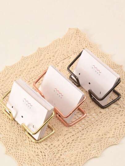 1pc Metal Card Holder, Desktop Business Card Organizer, Floating Design To Save Desk Space, Home & Office Supplies (No Cards Included), High-End Metal Business Card Holder, Modern Minimalist Desk Display Stand, Unisex Office Accessory, Random Color