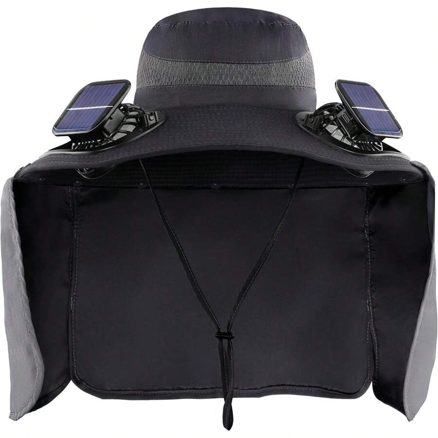 Sombrero de pesca con ventilador solar para hombres, sombrero de ala ancha con doble ventilador, sombrero cubo con ventilador, 3 velocidades y 90° de inclinación