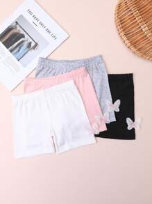Paquete de 4 shorts/mallas decorados con mariposas para niñas, lindos y elegantes para uso diario, apropiados para todas las estaciones