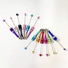 12 Stück Set Luxus UV-beschichteter Kugelschreiber mit schweren Industrie-Edelstein-Blumen-Perlen, DIY Schreibwaren Accessoires, Geschenkidee