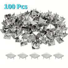 50/100pcs Square Pyramid Studs, 10mm 4-Prong Nailheads, Punk Rock Rivet Spots, For Bags, Shoes, Leather Crafts (Silver Color)