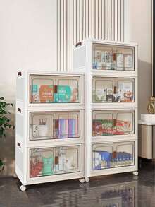1/2/3/4/5layers Stackable Multi-Layer Storage Cabinet, Suitable For Bathroom Skin Care Products, Clothes, Toiletries, The Top Can Place Decorative Items, With Wheels For Easy Movement, For Bathroom Storage And Organization. - White - View 1