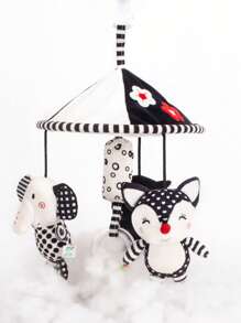 1pc High Contrast Black & White Animal (Fox, Owl, Elephant) Baby Crib Mobile, Soft Plush Hanging Toy For Stroller, Car Seat, Baby Rattle, Gifts For 0-12 Months Infants