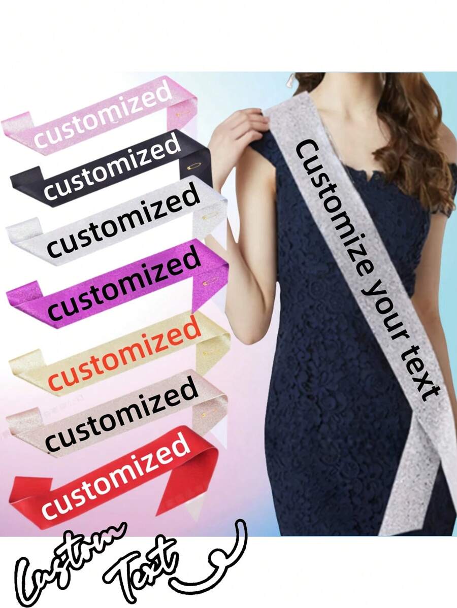 Custom Sash Personalized Sash With Logo Text, Custom Text Satin Ribbon, Personalized Quote Sash, Customized Birthday Sash, Customizable Bachelorette Sash, Bride To Be Sash, Suitable For Her/Him, Multi-Functional, Ornamental, Reusable, Breathable, Adorable, High-Quality, Cute, Colorful, Modern, Soft, Custom, Personalized, Unique, Ideal Gifts For Him, Ideal Gifts For Her Graduation